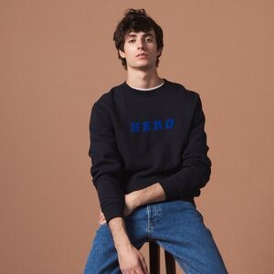 Sandro Hero Crewneck Sweatshirt Black Ribbed Trim Regular Fit Men’s Size Small